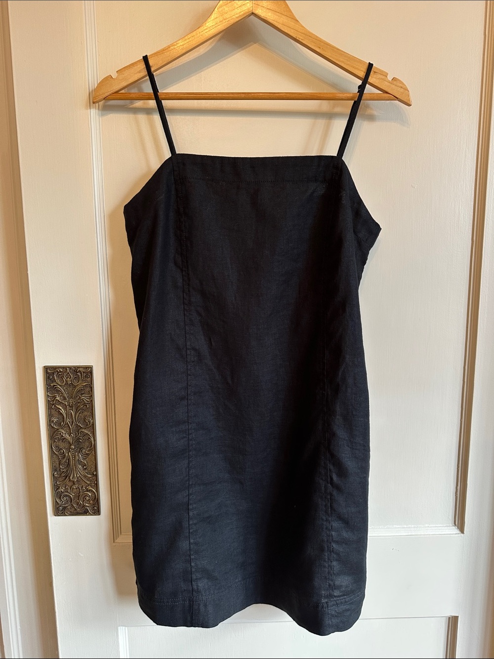 Madewell Black Linen Spaghetti Strap Mini Dress